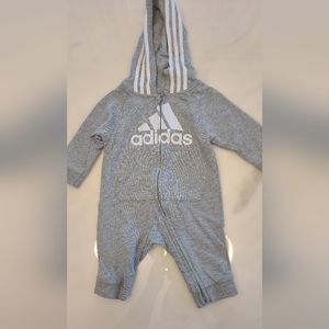 Adidas Baby Infant Hooded Jumpsuit size 3 months